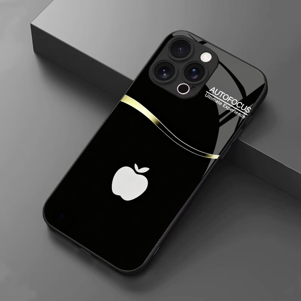 Pc Case Tempered Glass - Black tempered glass phone case suitable