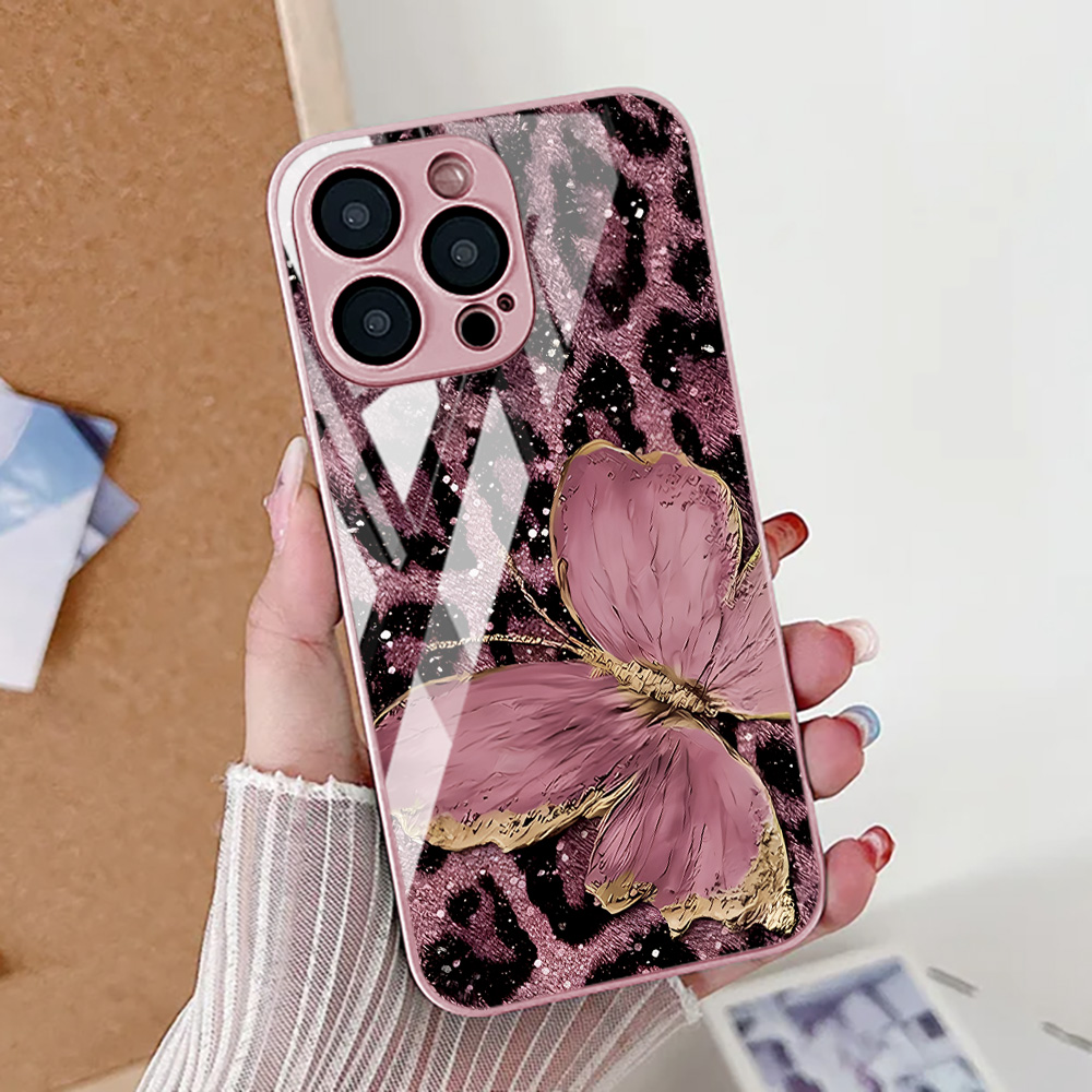 Butterfly Leopard Print Phone  - огляд і ціна Pc Case Tempered Glass
