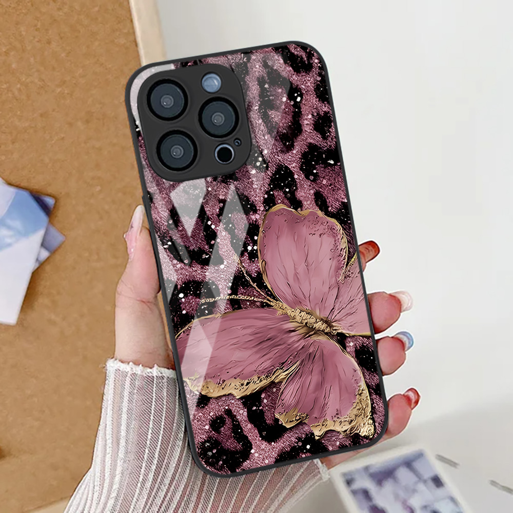 Butterfly Leopard Print Phone  - огляд і ціна Pc Case Tempered Glass